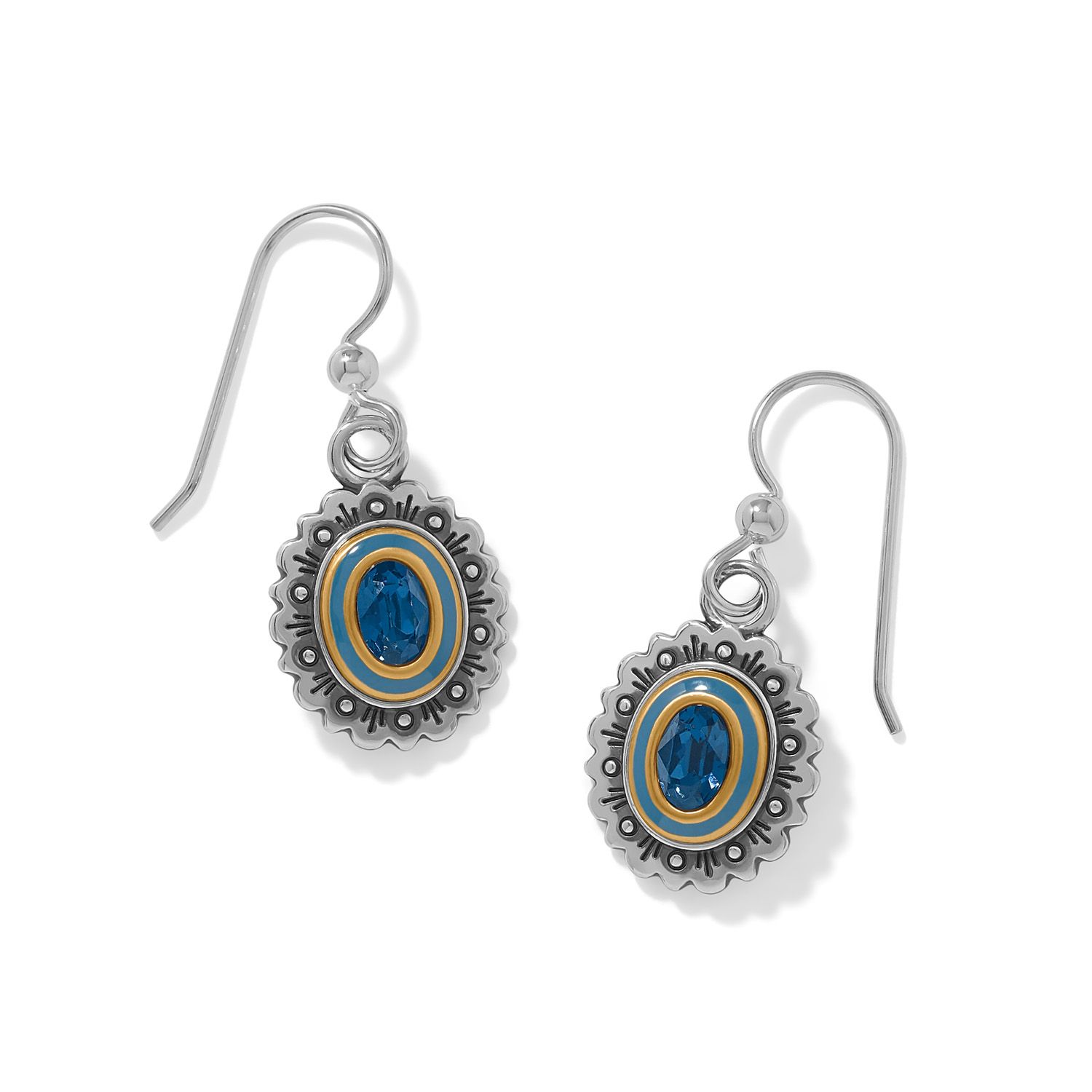 Brighton Mosaic Curio Oval French Wire Earrings, Color: Silver/Gold