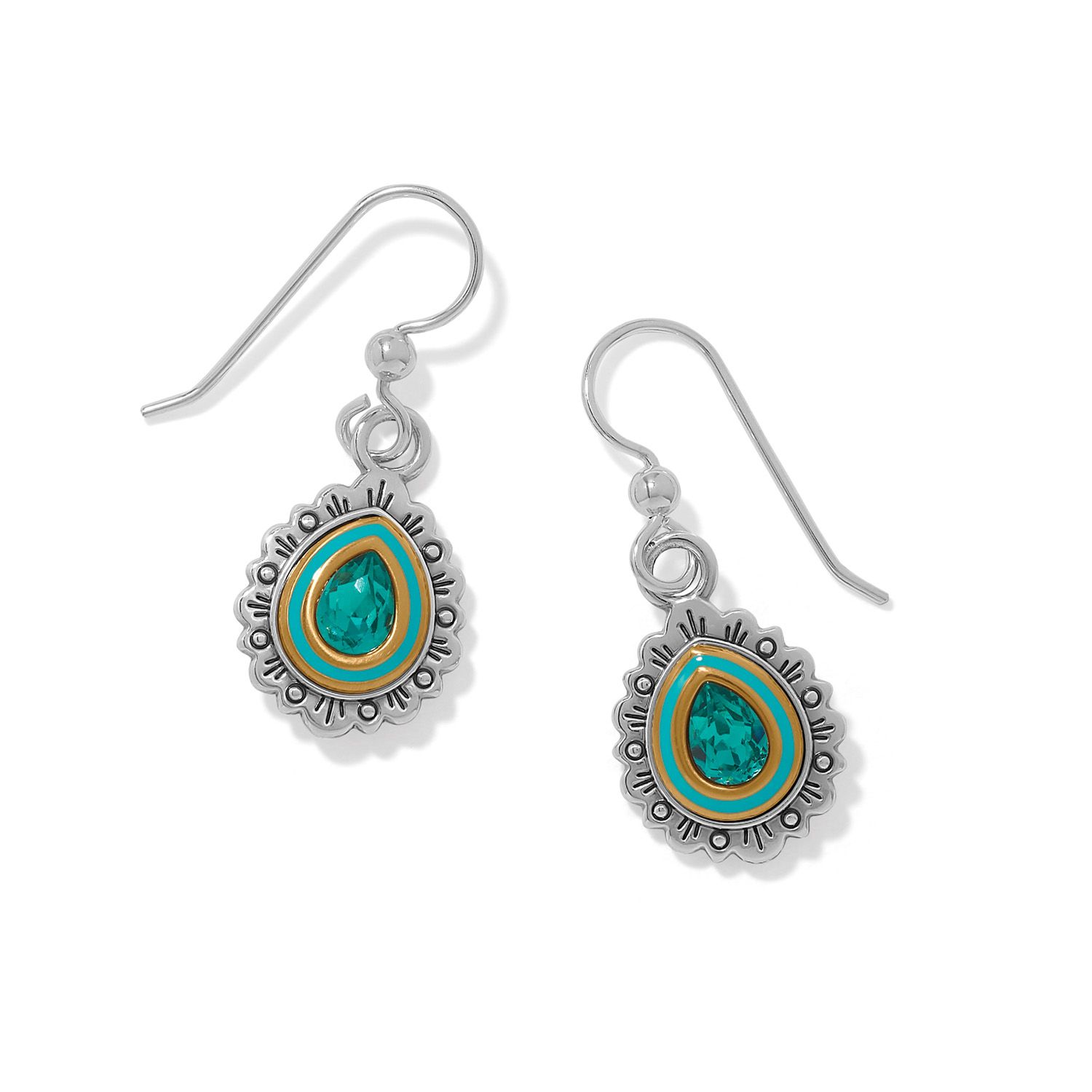 Brighton Mosaic Curio Teardrop French Wire Earrings, Color: Silver/Gold