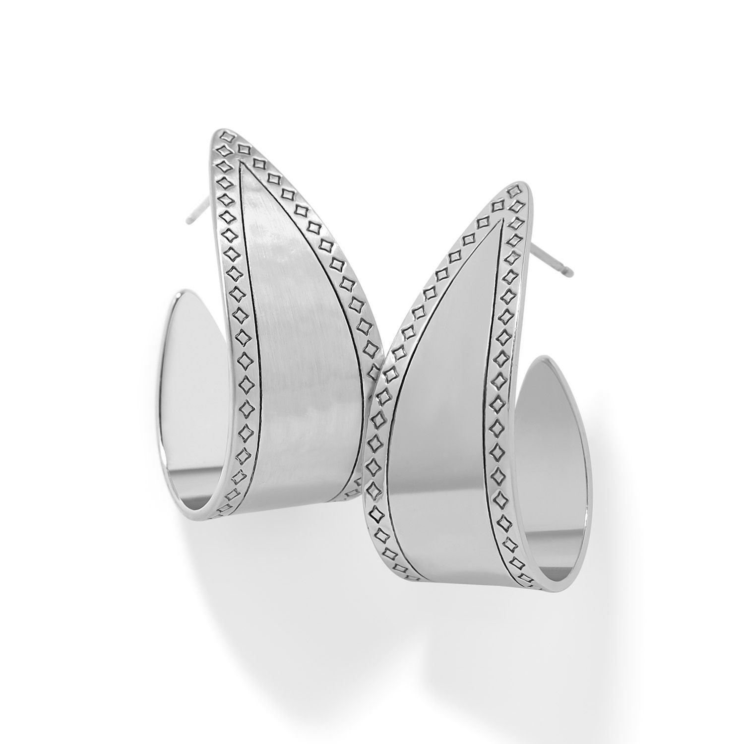 Brighton Palm Canyon Bold Hoop Earrings - Silver, Color: Silver