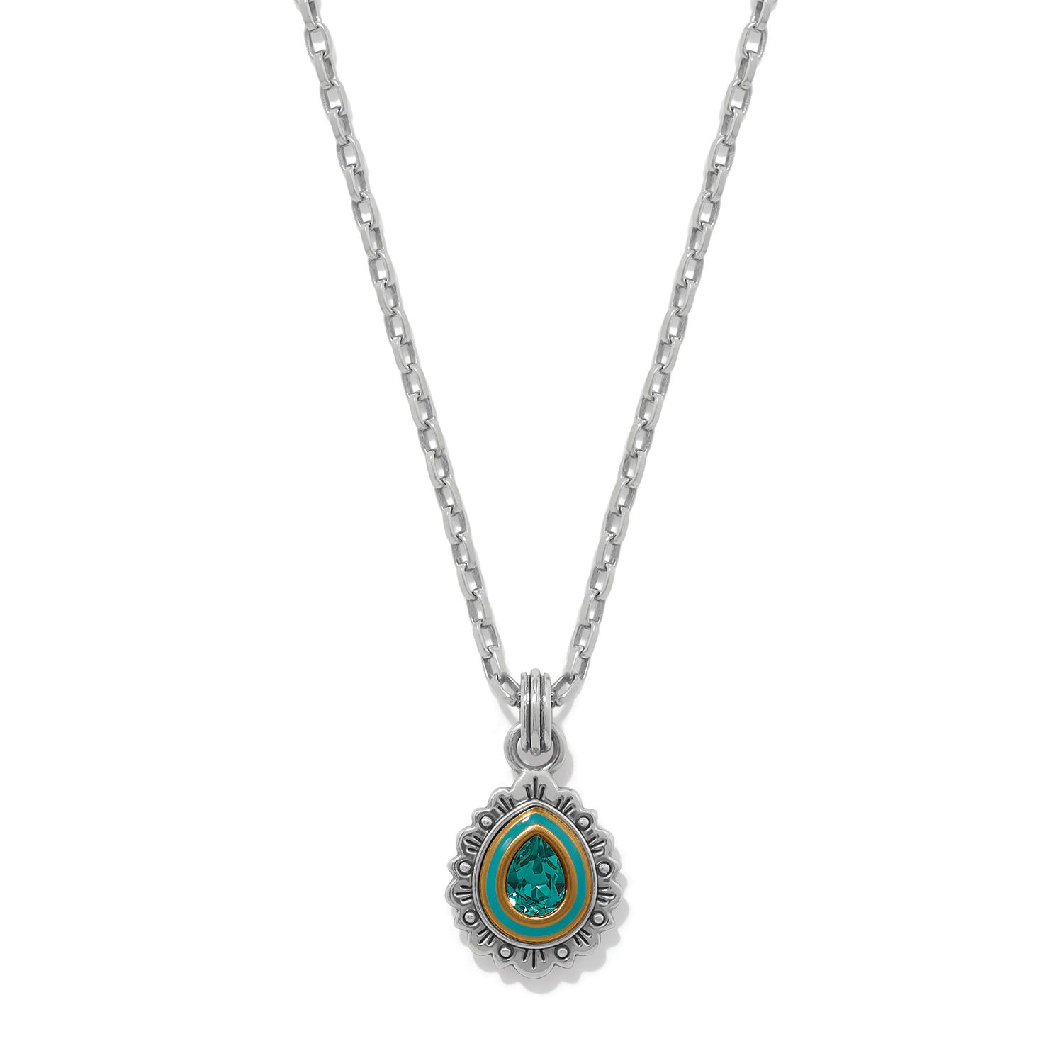Brighton Mosaic Curio Teardrop Necklace, Color: Silver/Blue