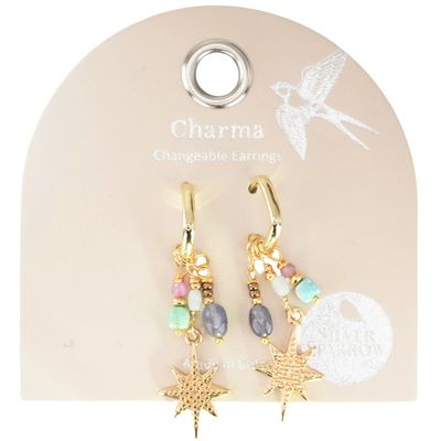 Silver Sparrow Charma Dot Golden Star &amp; Baubles, Earrings