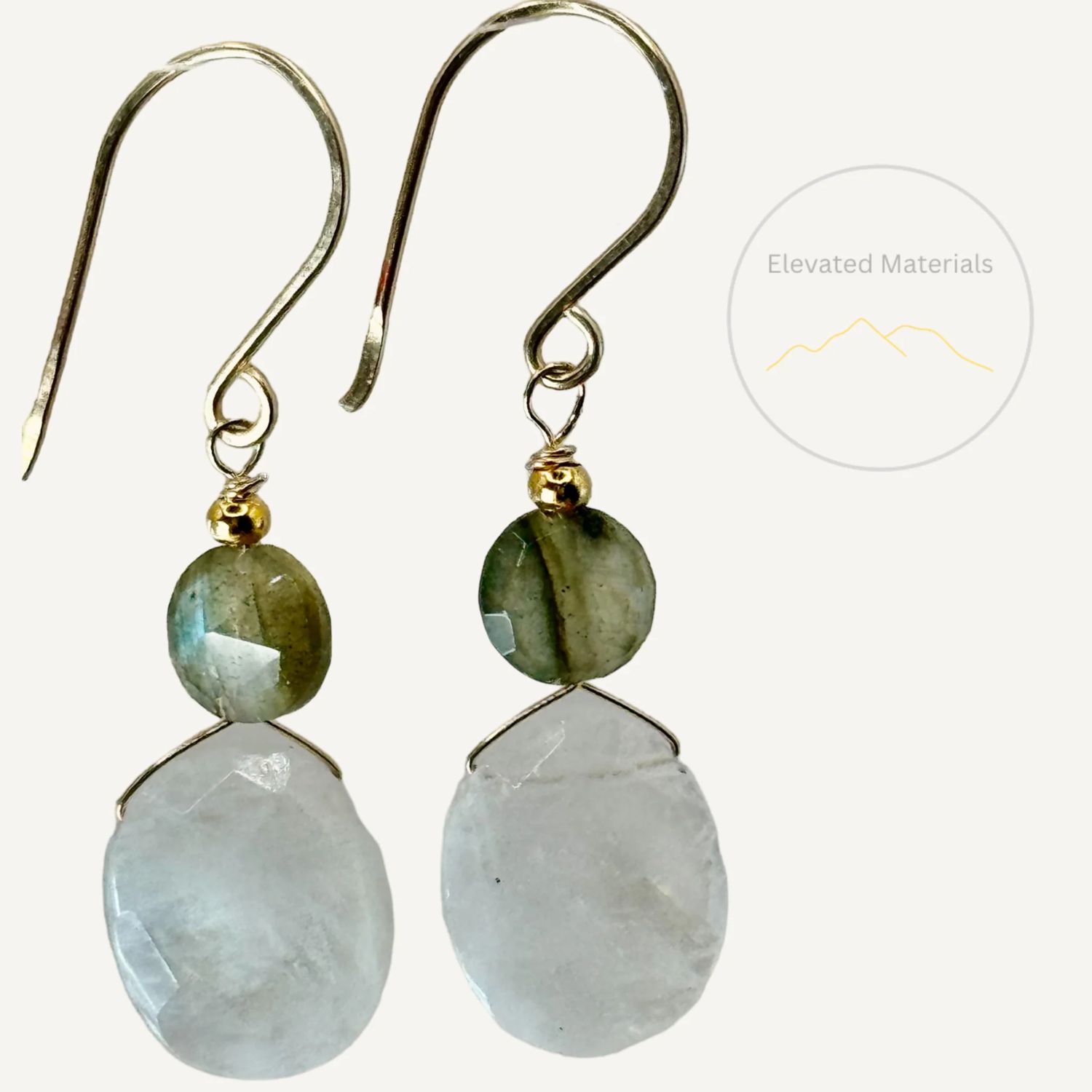 Silver Sparrow Rainbow Moonstone w/Labradorite Earrings, Color: Gold