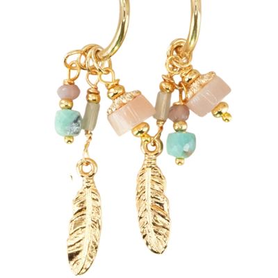 Silver Sparrow Charma Gold Feather &amp; Stone Bauble, Earrings