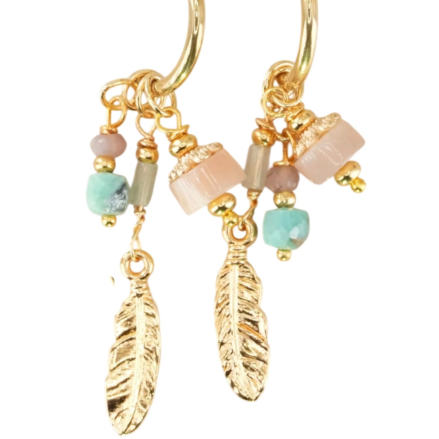 Silver Sparrow Charma Gold Feather &amp; Stone Bauble, Earrings, Color: Gold