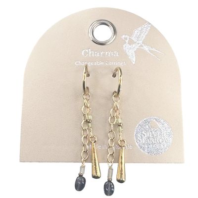 Silver Sparrow Charma Elongated Gold Drop &amp; Bauble, Earrings