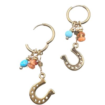 Silver Sparrow Charma Gold Horseshoe &amp; Stone Baubles, Earrings