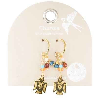 Silver Sparrow Charma Gold w/Phoenix &amp; Stone Baubles, Earrings