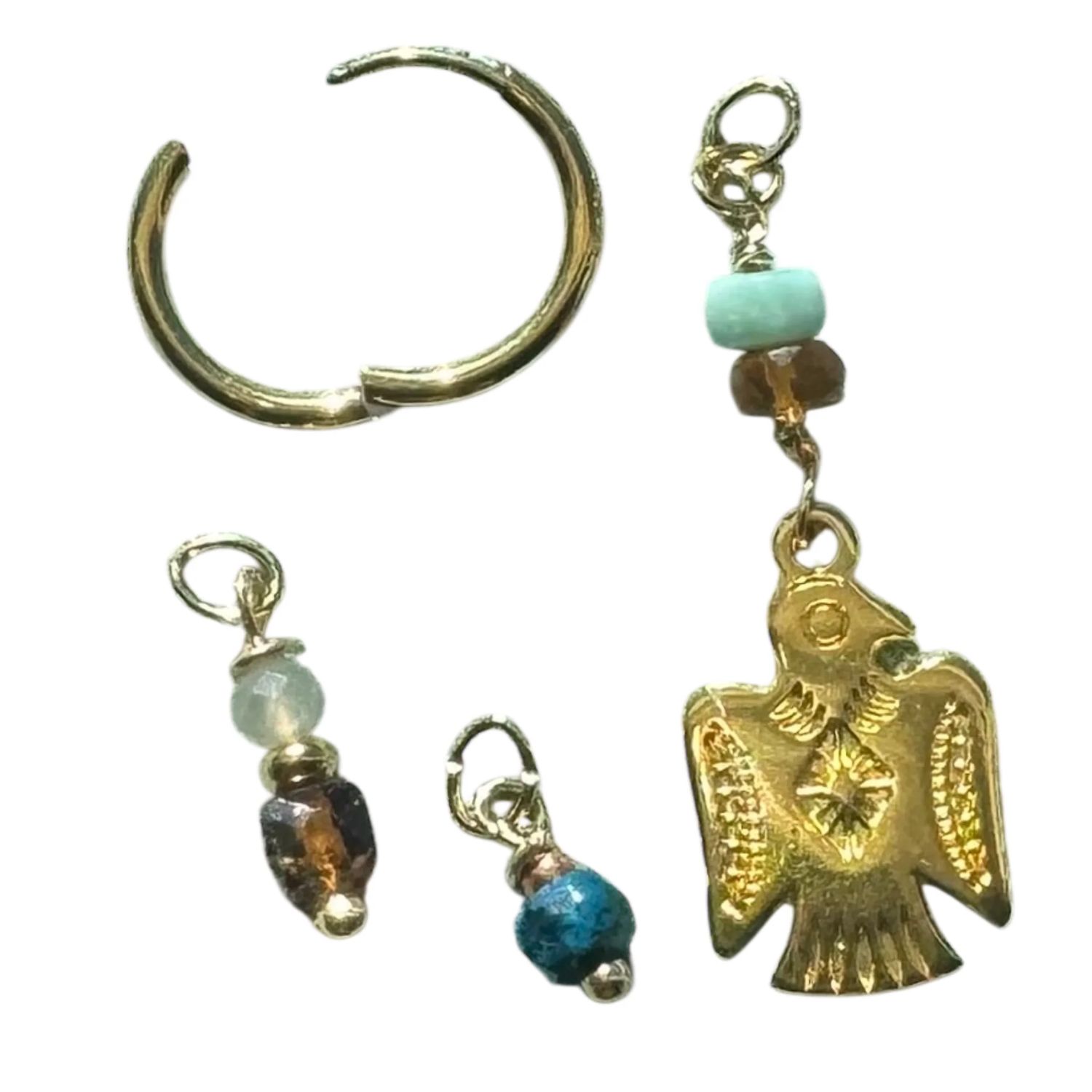 Silver Sparrow Charma Gold w/Phoenix &amp; Stone Baubles, Earrings, Color: Gold
