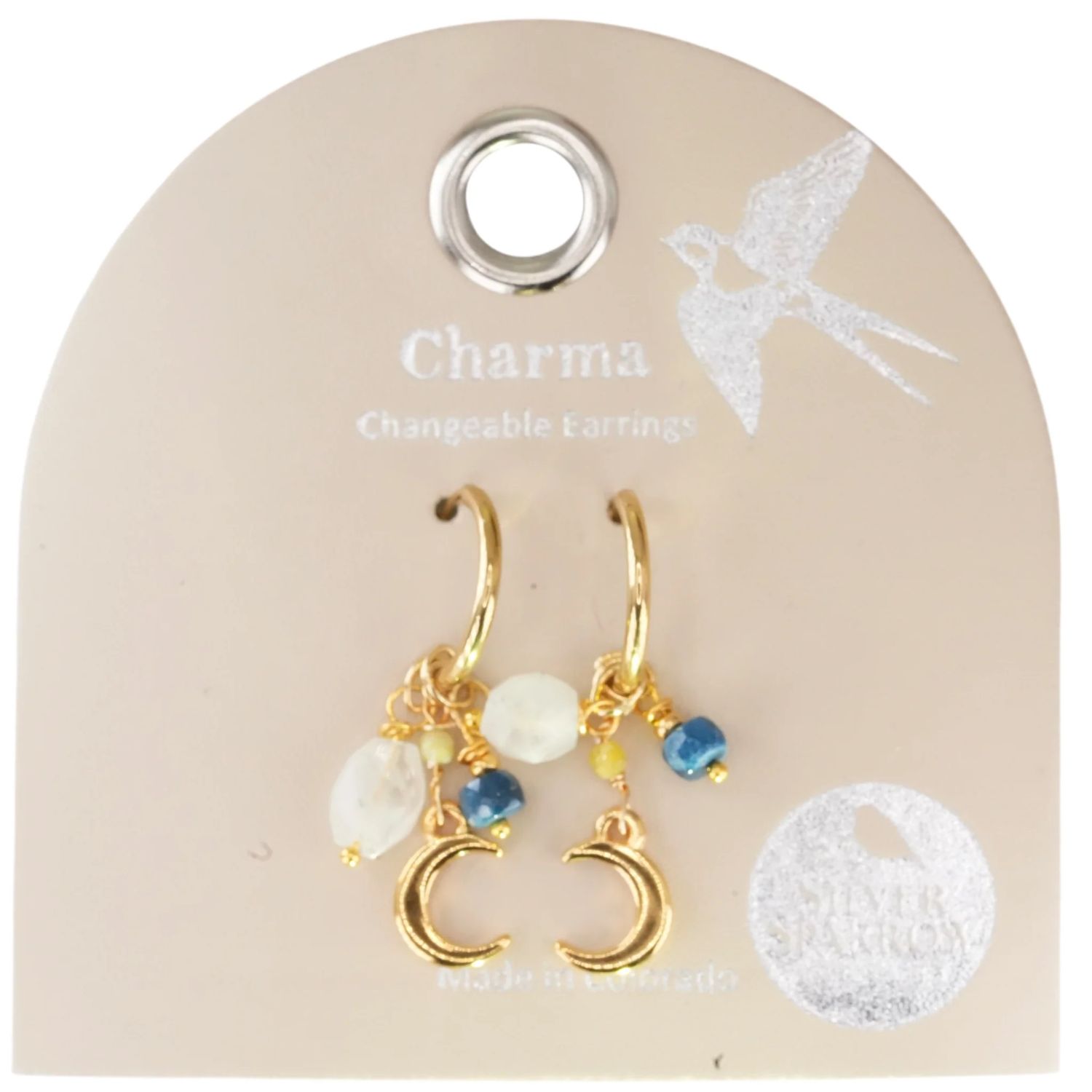 Silver Sparrow Charma Gold Moons &amp; Stone Baubles, Earrings, Color: Gold