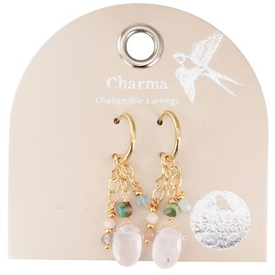 Silver Sparrow Charma Rose Quartz &amp; Stone Baubles Earrings