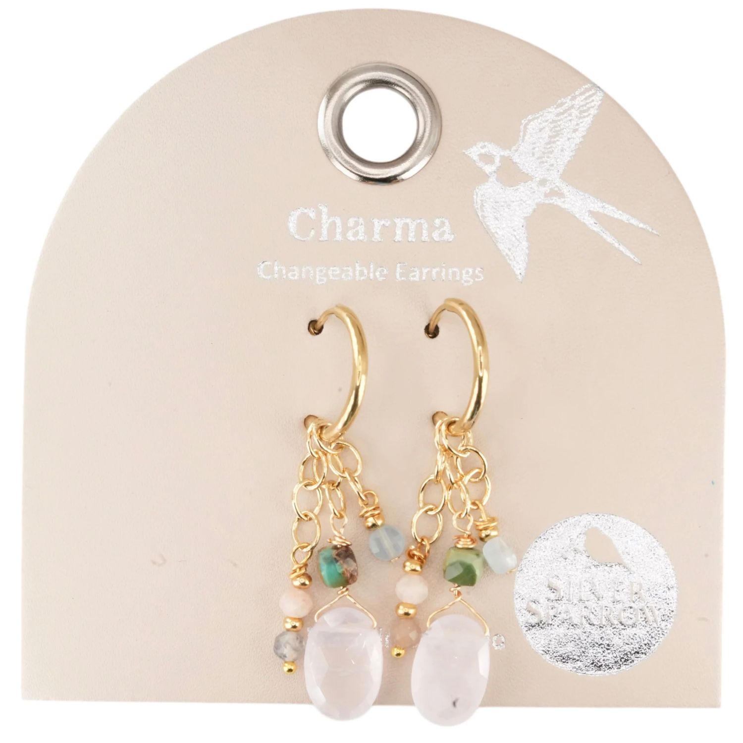 Silver Sparrow Charma Rose Quartz &amp; Stone Baubles Earrings, Color: Gold