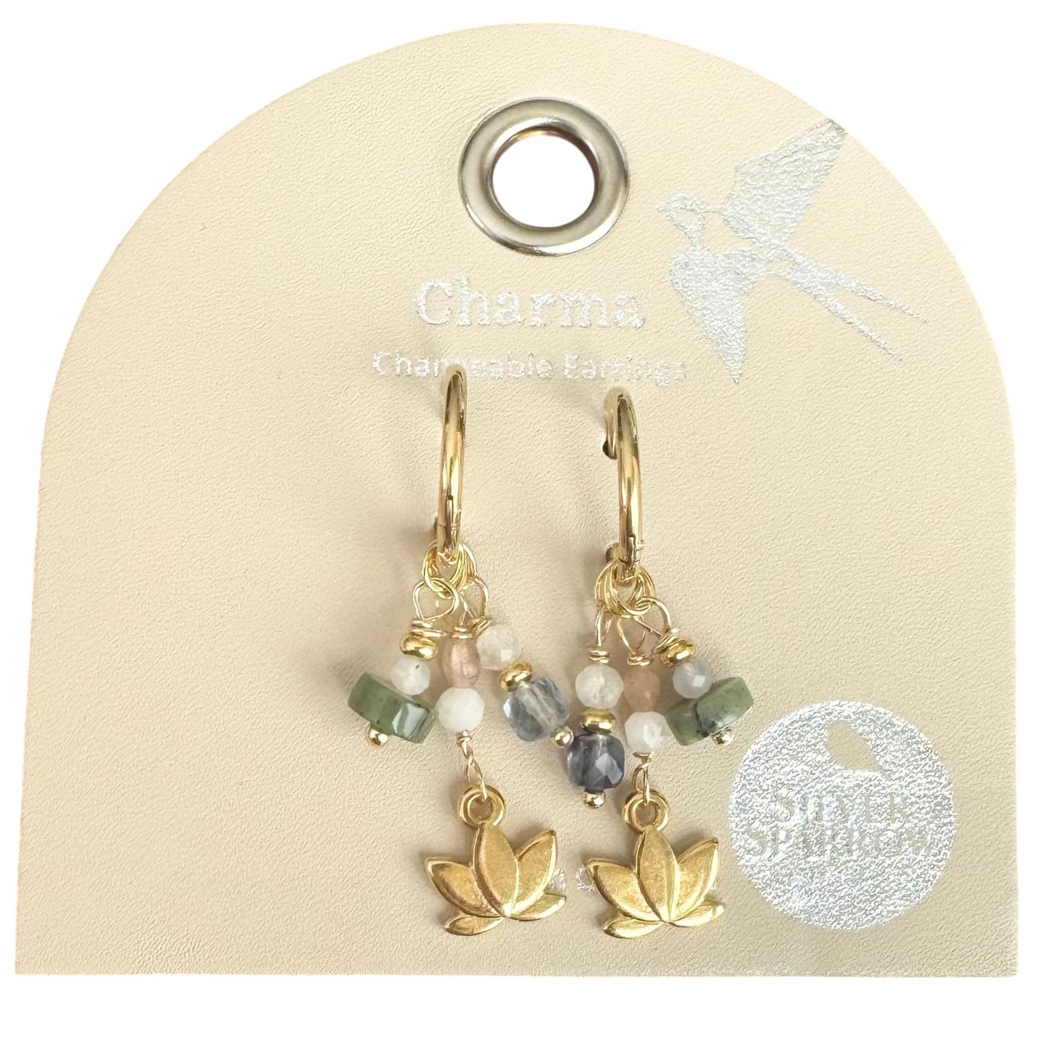 Silver Sparrow Charma Golden Lotus &amp; Stone Bauble Earrings, Color: Gold