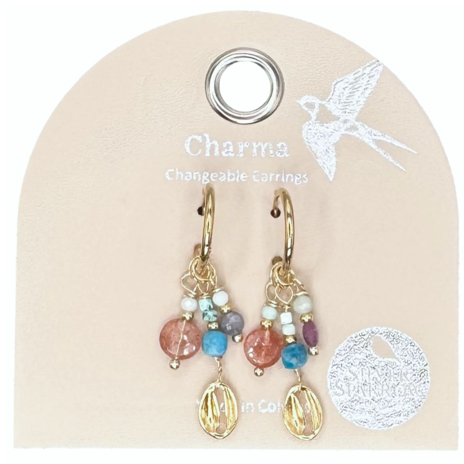 Silver Sparrow Charma Gold Cowrie &amp; Stone Baubles Earrings, Color: Gold