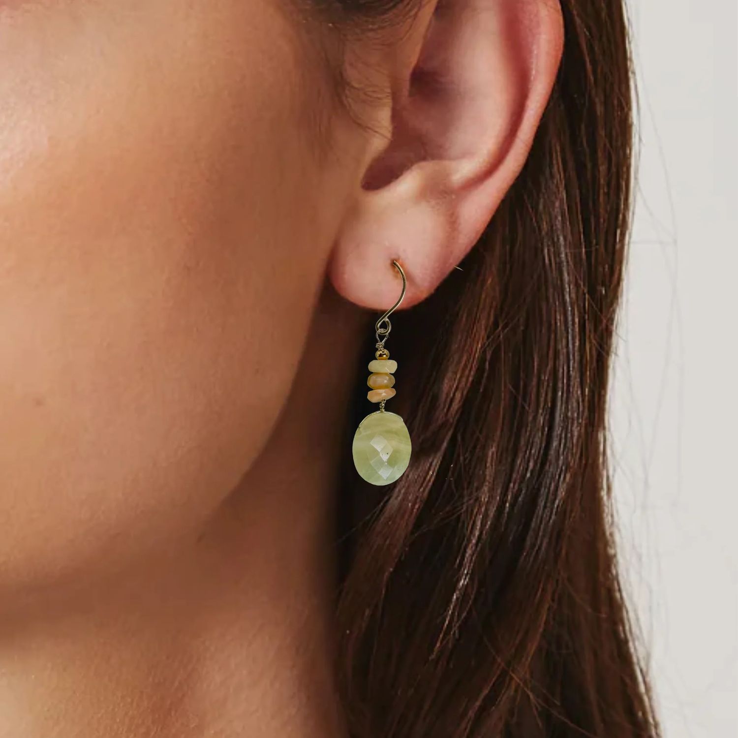 Silver Sparrow Yellow Tire Eye Ovals w/Fire Opal Earrings, Color: Gold