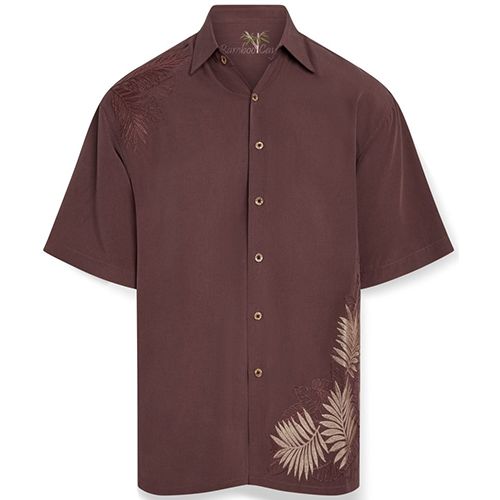 Bamboo Cay Royal Tropical Embroidered Men's Shirt, Color: Pomerol, Size: Medium