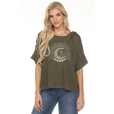 Lakhays Lunar Cat Oversize Soft Short Sleeve Sweater Hoodie