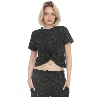 Lakhays Celestial Twist Front Short Sleeve Tee
