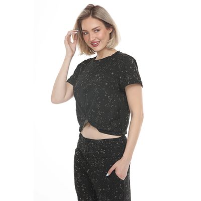 Lakhays Celestial Twist Front Short Sleeve Tee