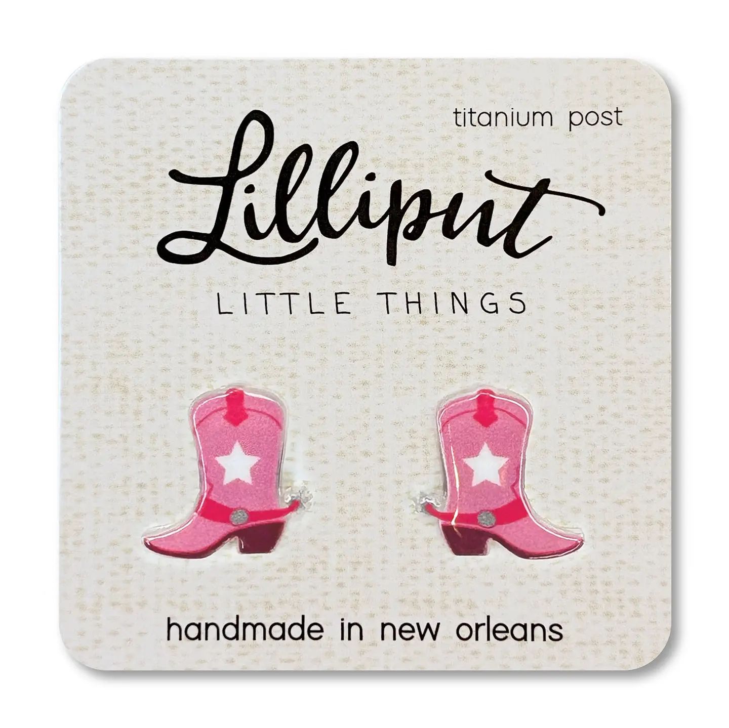 Lilliput Pink Cowgirl Boots Earrings