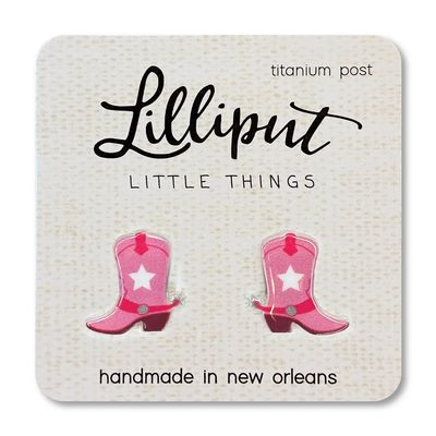Lilliput Pink Cowgirl Boots Earrings
