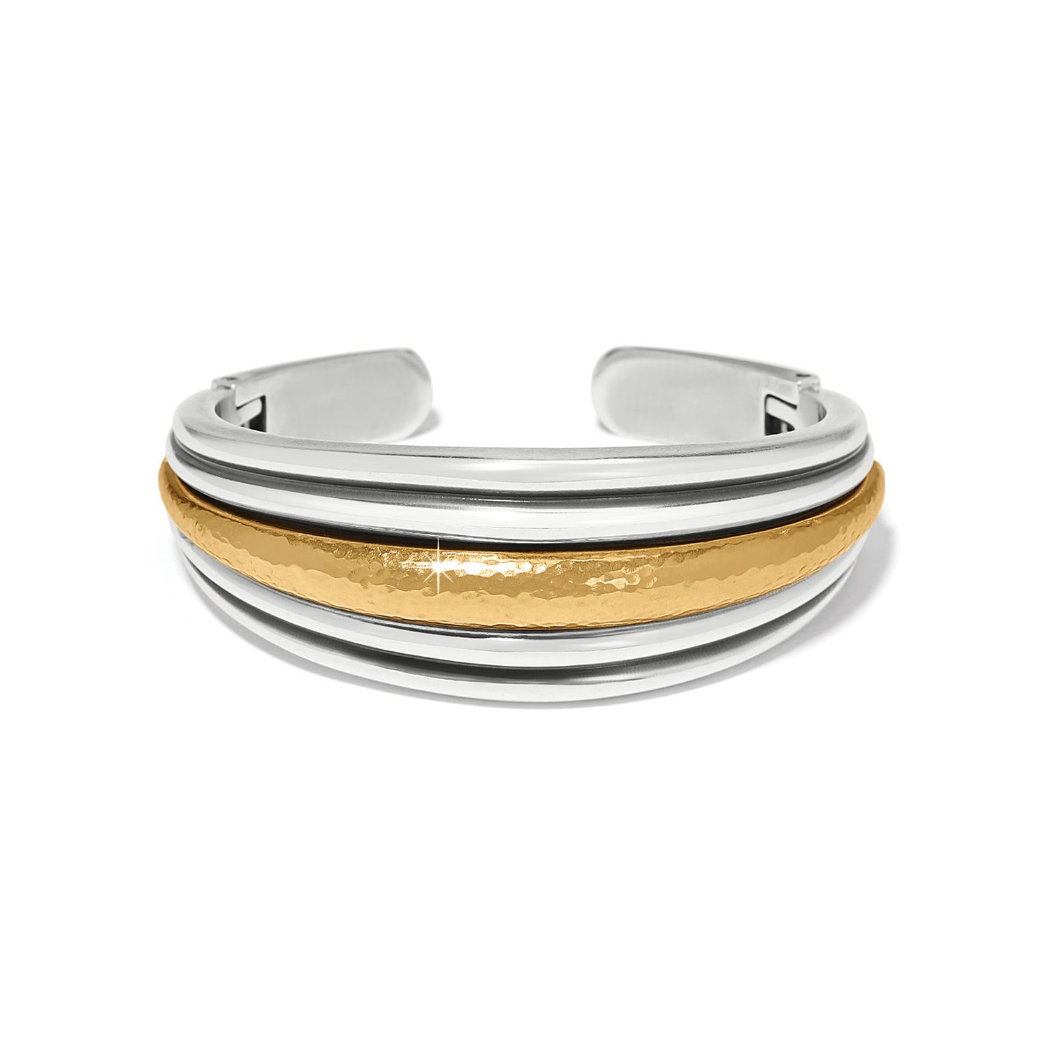 Brighton Ferrara Deco Hinged Bangle, Color: Silver/Gold