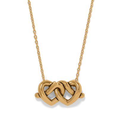 Brighton Interlok Linked Hearts Gold Necklace