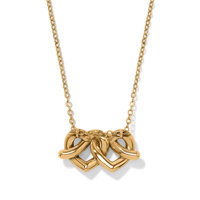 Brighton Interlok Linked Hearts Gold Necklace
