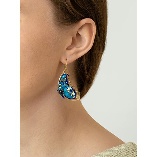 Holly Yashi Mariposa Butterfly Wing Earrings, Color: Blue Radiance/Gold