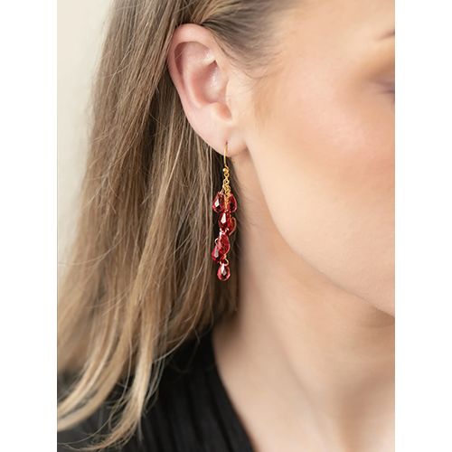 Holly Yashi Lorelei Cluster Earrings, Color: Scarlet/Gold