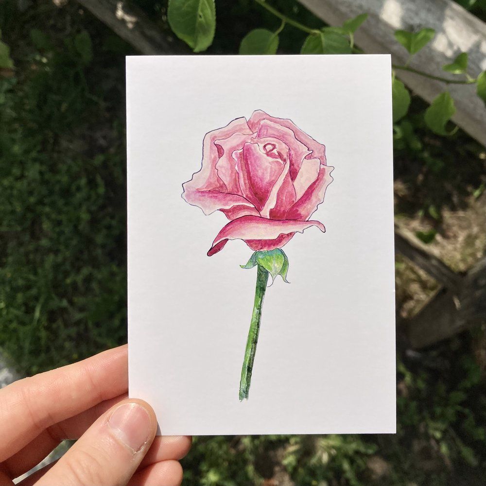 Handpainted Greeting Cards - NW, Style: Rose