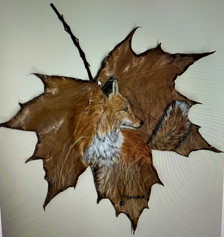 Red fox on a leaf