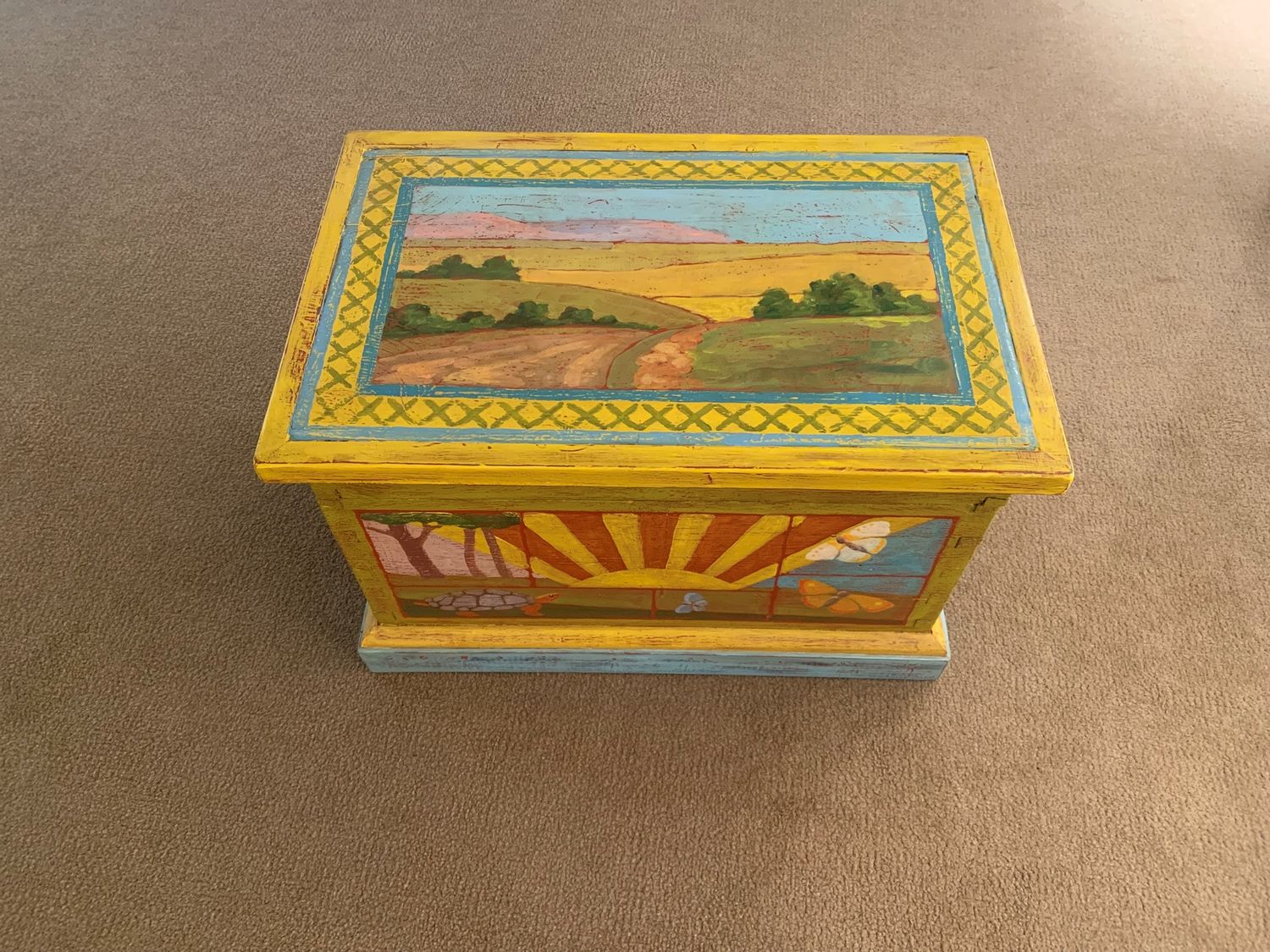 Large Painted Chest w/ handles