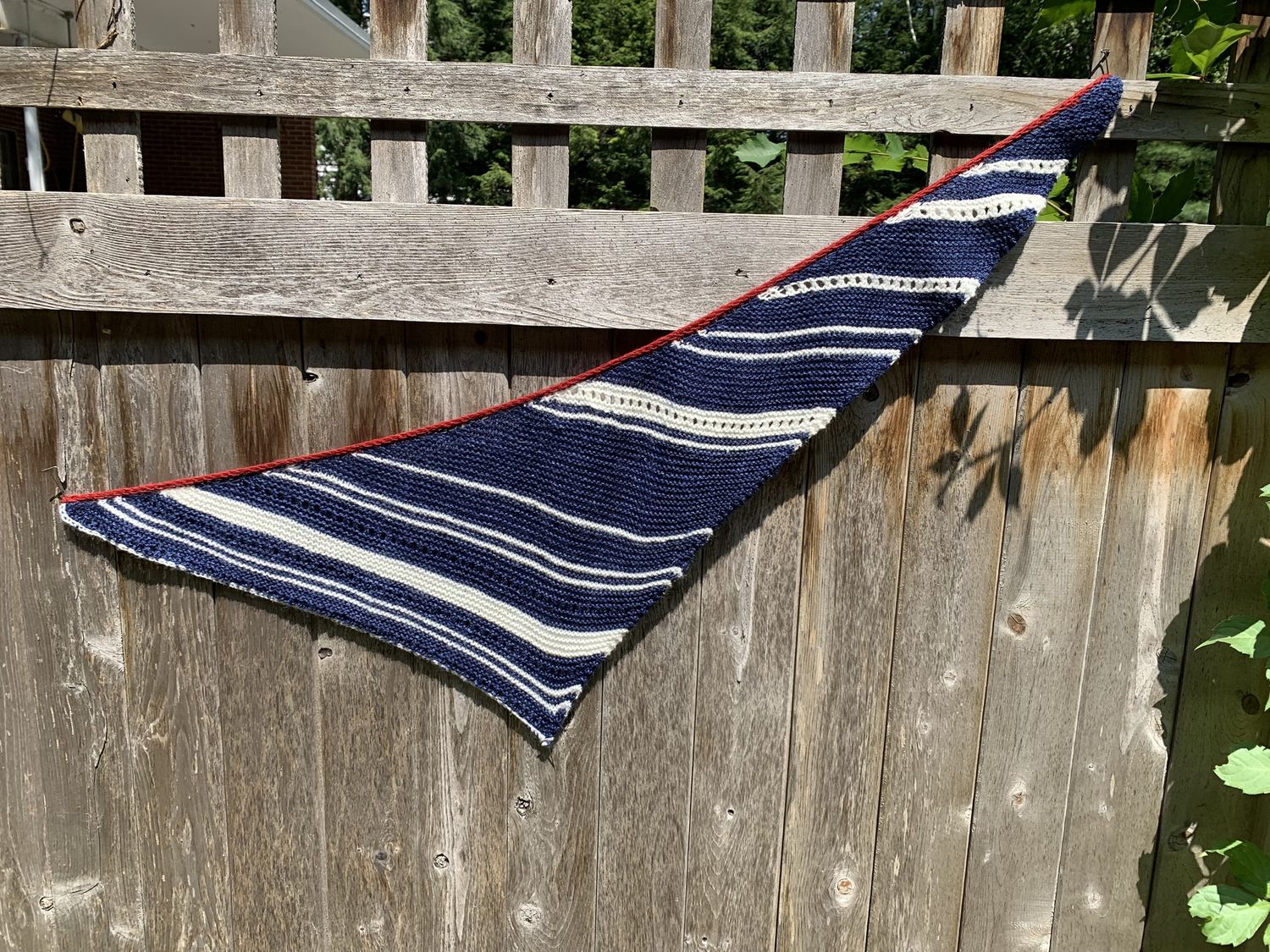 River Scarf - Indigo w/ White and Red