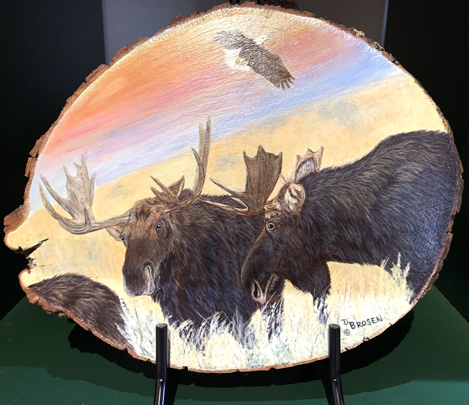 Moose on Oval Wood Plaque