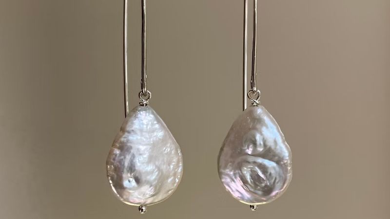 RRE3-Sterling Silver long back Fun shape pearls