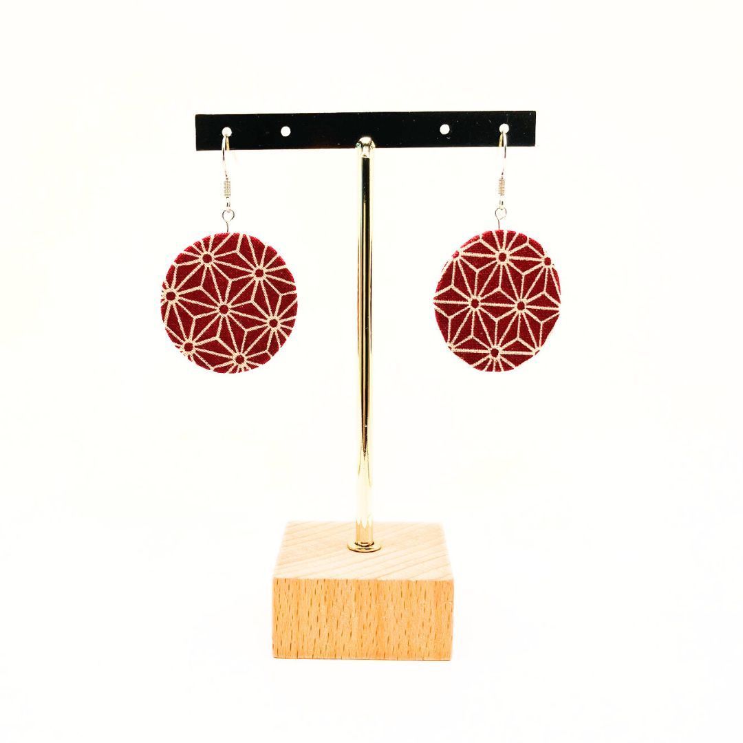 Boucles d'oreilles tissu rouge