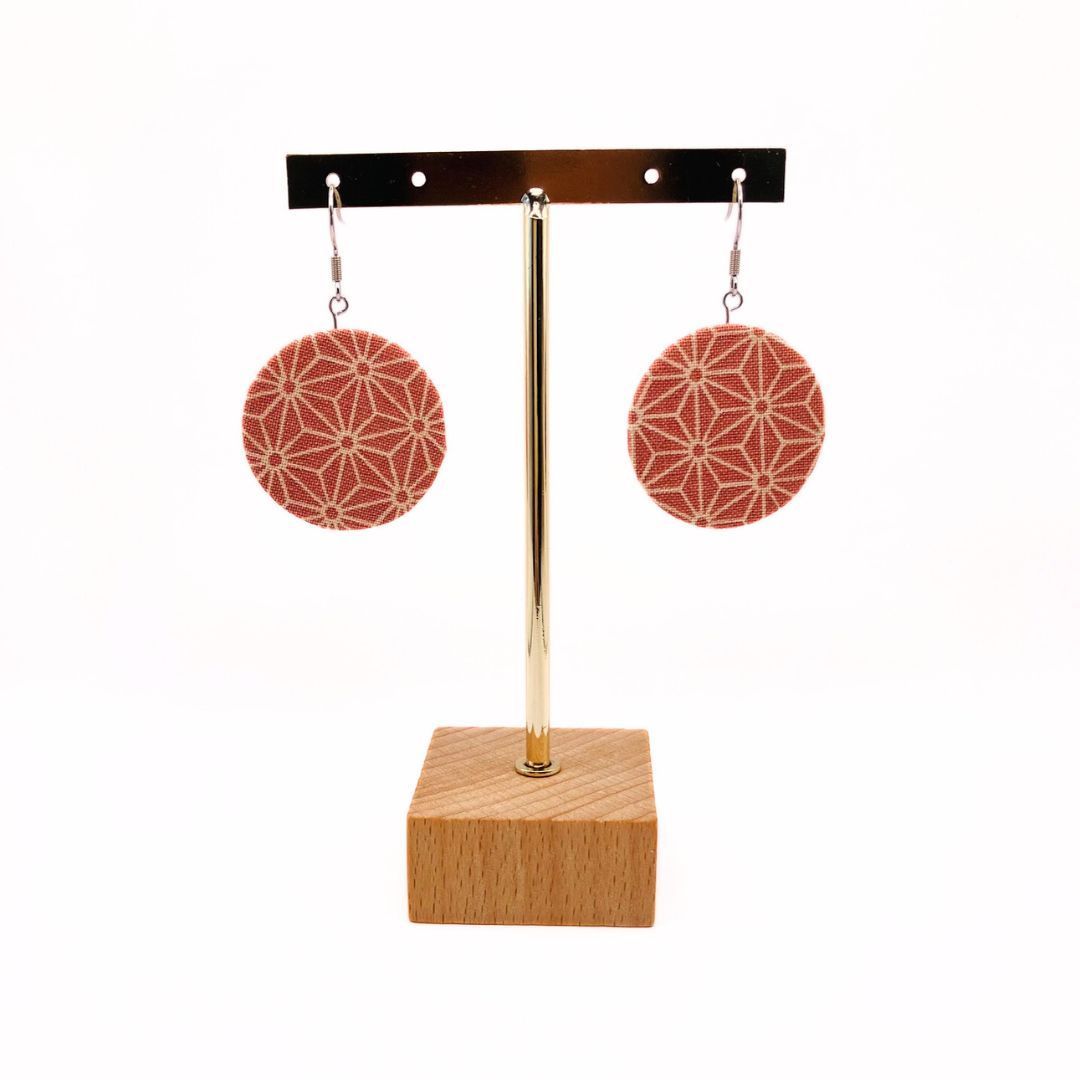 Boucles d'oreilles tissu rose