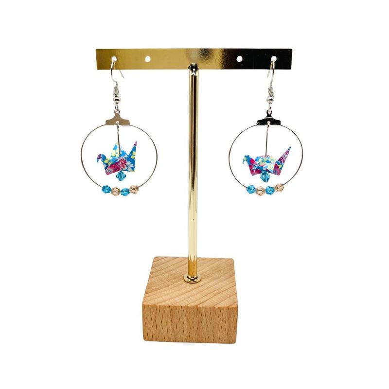Boucles d'oreilles Origami grue turquoise