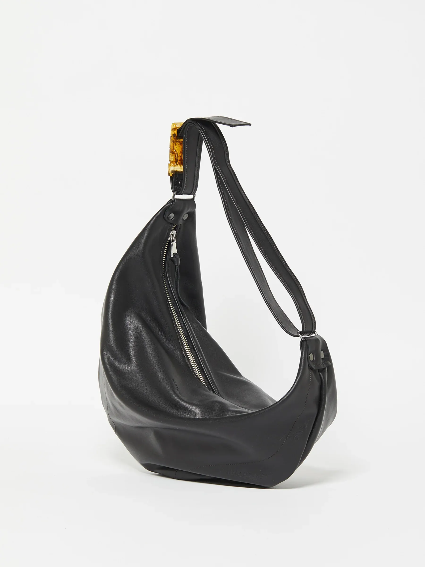 Sac demi-lune Luna Cuir - Noir