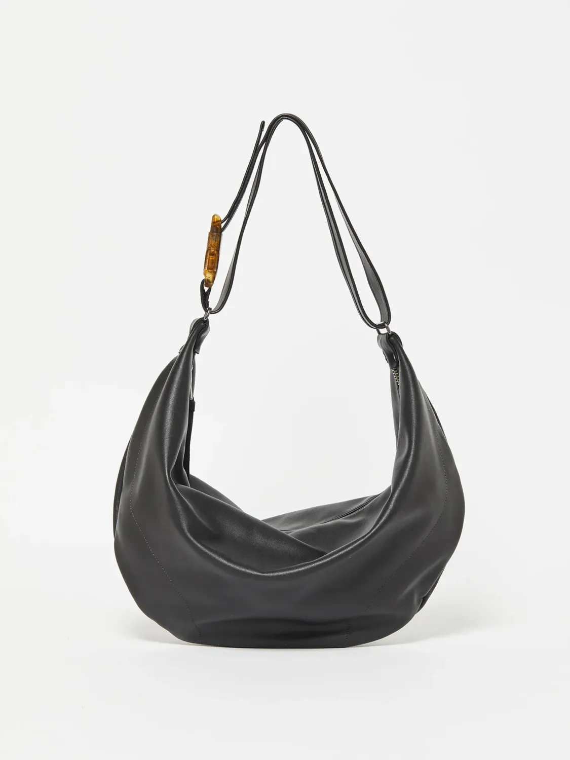 Sac demi-lune Luna Cuir - Noir