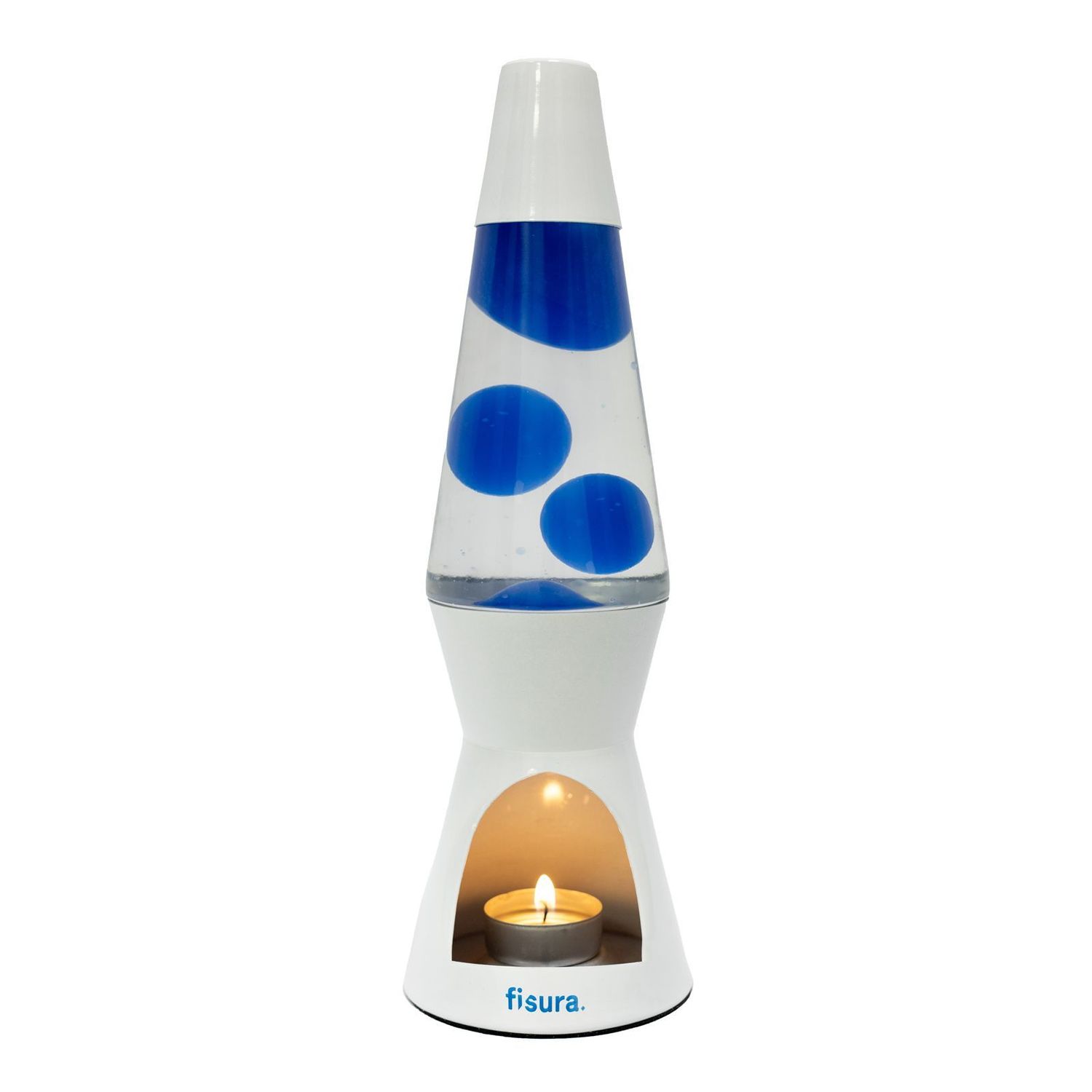 Lampe Lave à bougie - Blanc & Bleu