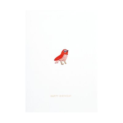 Carte Broderie Oiseau - "Happy Birthday"
