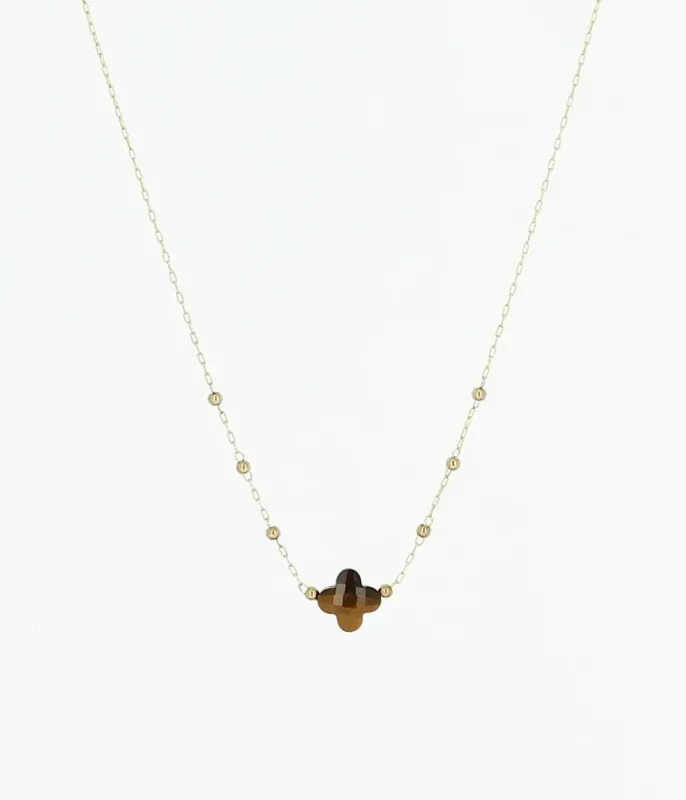 Collier Velasquez -  Acier Doré | Œil de Tigre