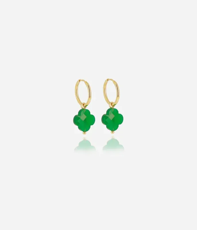 Boucles d'oreilles Vega - Acier Doré | Vert