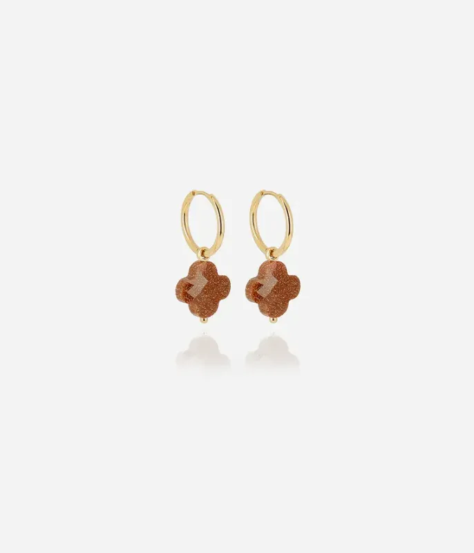 Boucles d'oreilles Vega - Acier Doré | Marron