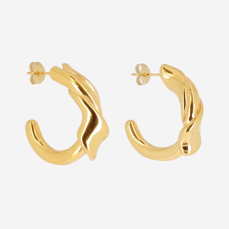 Boucles d'oreilles Créoles - Acier Doré