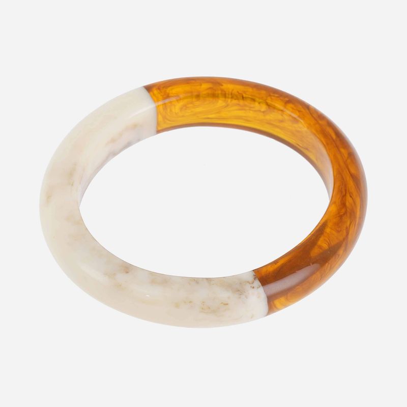 Bracelet Jonc Résine - Café & Blanc