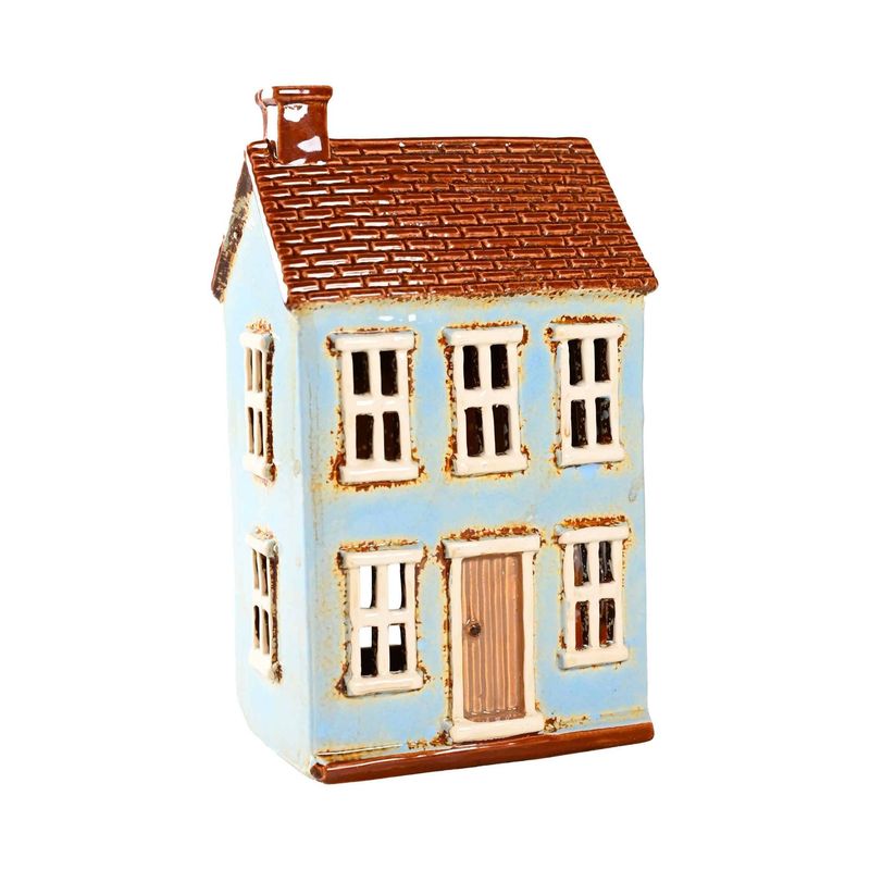 Maison-photophore Scandinave - Céramique bleue