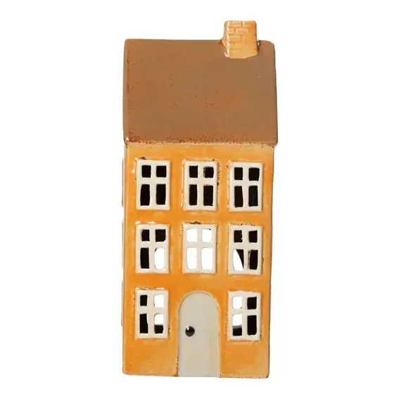 Maison-photophore Scandinave - Céramique jaune