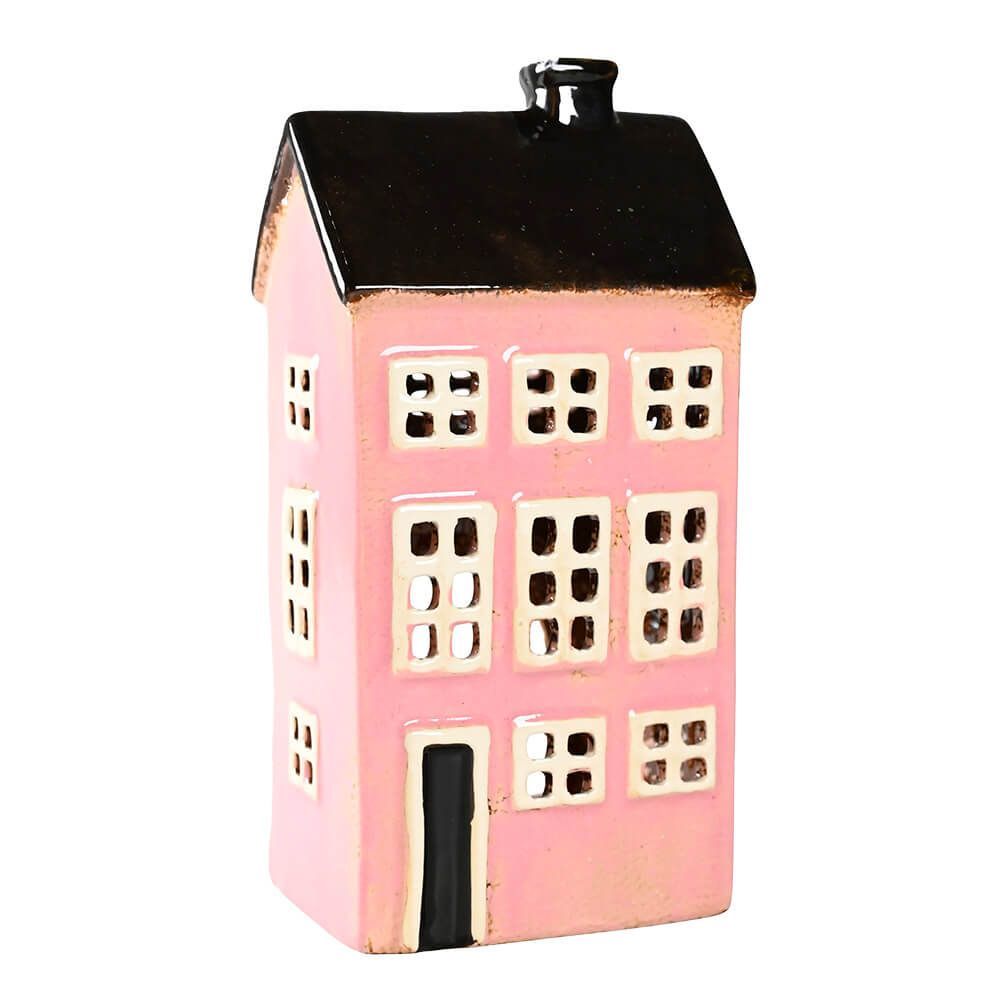 Maison-photophore Scandinave - Céramique rose